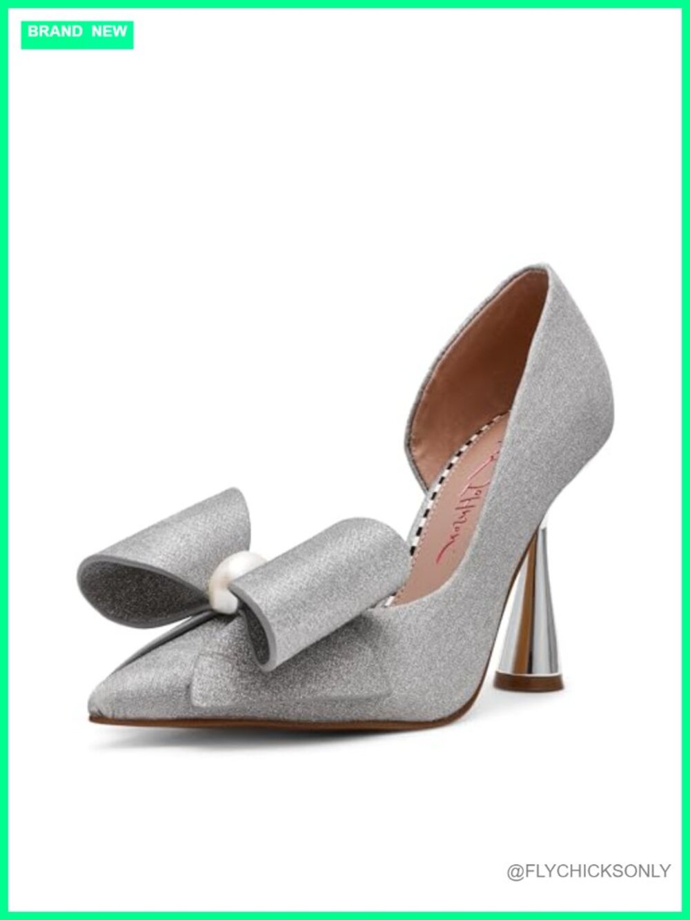 Betsey Johnson Kyliee Slip On Pointed Toe Pump Sparkle 4 Inch Heel